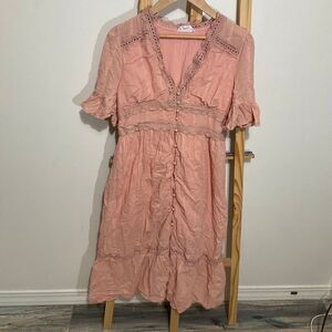Love Riche Dress size large, pink midi dress